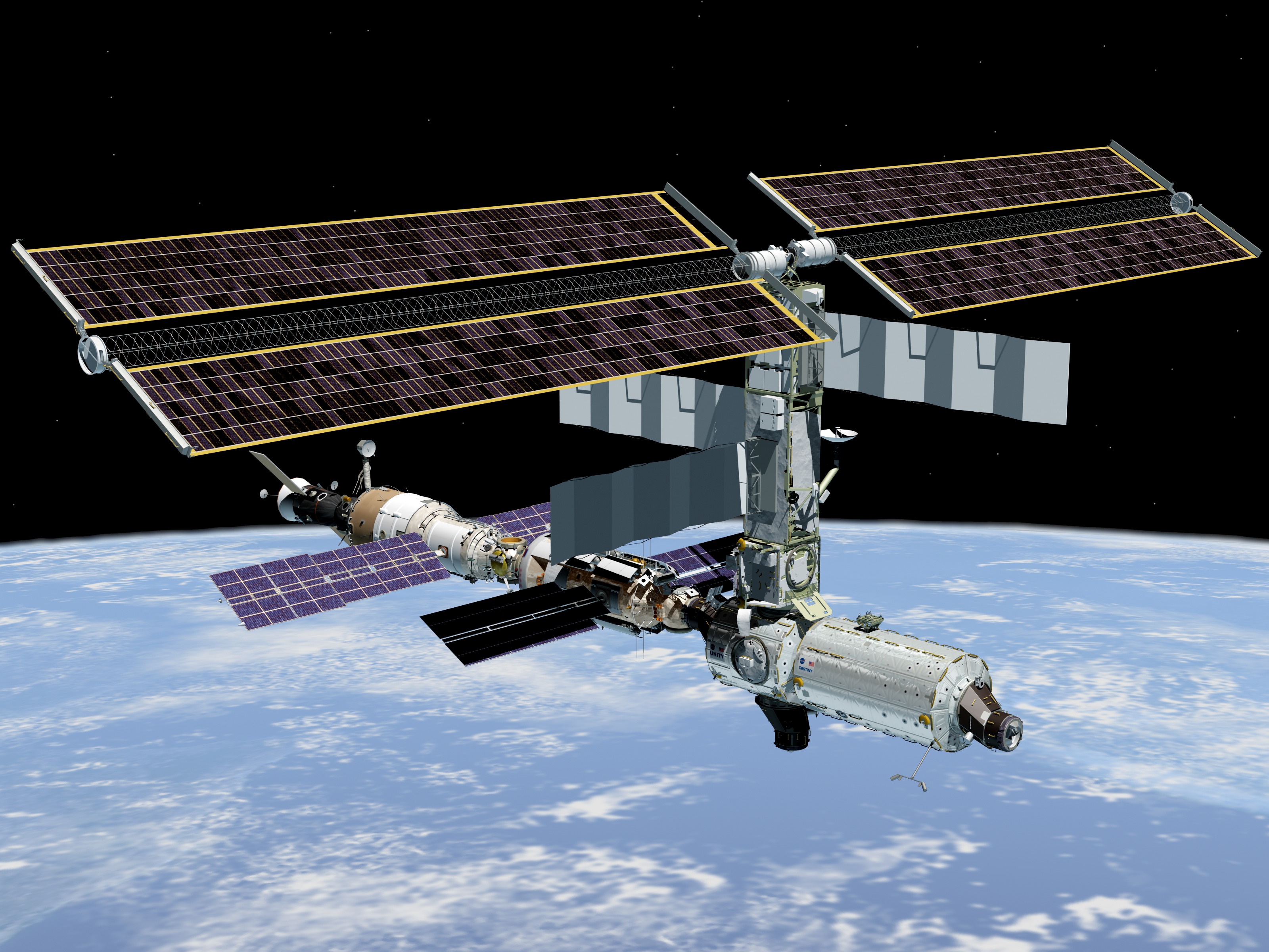 Space station international iss nasa years zarya module zvezda residency observes unbroken aboard americaspace unity speyer technik museum