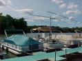 The tri-bander and tower on a pontoon boat that was "loaned" to us for the weekend 
