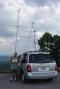Holding license plate of orginal owner
of W4VHF (de TN). Operated bottom 4-bands
on Sunday AM of contest from High Knob
4200') in sw Virginia. Activity was great.
<p>


</p>