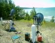 WB0VHF's and W9FZ's stations setup at Great Sand Bay, EN57vk.