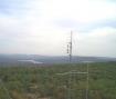 Microwave Tower, 903 thru 24 GHz as seen from the 144 MHz tower. The top antenna is 135 ft above ground.