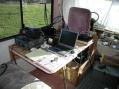 The operating position. Made more comfortable this year by the addition of a rotor control instead of 'armstrong'  antenna pointing.
