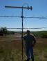 Scott (N0EDV) holding our array of antennas prior to putting them up