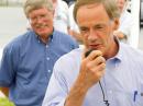 Delaware Senator Tom Carper (D) joined hams at the Sussex Amateur Radio Association, KB3BHL, Field Day site this year. For having an elected government official at their site, the club is eligible for 100 bonus points. [Herb Quick, KF3BT, Photo]