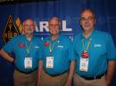 New ARRL President Rick Roderick, K5UR, is flanked by CEO David Sumner, K1ZZ (left), and incoming CEO Tom Gallagher, NY2RF, at the Orlando HamCation. [Rick Lindquist, WW1ME, photo]