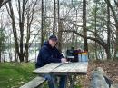Tom, WB8LCD, manning the "picnic table portable." Note the Buddipole antenna in the back.