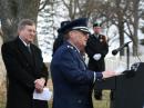 Steve Harvey, NN0B, in his Air Force uniform, delivering a military history of Willis Corwin during wreath-laying ceremonies at his gravesite.