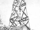 Wireless shack of 9ABD made by enclosing the legs of his wooden home-built tower.