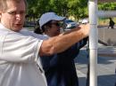 Ken Ericksen - KI6SYY from the City of Cupertino who works with CARES.  Ken is setting up the public display.