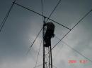 Look at that sky! W5UGD does his first tower work.
