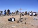 antenna setup at the top of the mountain.  There were so many hikers at the background: eating lunch, talking, enjoying the day at the top. ONLY KQ6EE DOING CQ FIELDDAY, CQ FIELDDAY