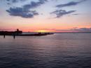 The sun setting on Lake Erie as seen from the starboard Lookout position above the conning tower.