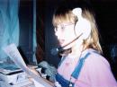 "CQ Field Day, CQ Field Day, 
CQ Field Day from K9DI."  My
daughter, a future ham,
practicing her lines for Field
Day 2004