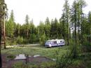 The Motor Home at the 4th of July Trailhead near Tonasket, Wa. in eastern Wash.   We were sort of protected from the lighting strikes by all the tall trees especially to the south where most of the lightning originated.