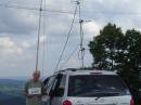 Holding license plate of orginal owner
of W4VHF (de TN). Operated bottom 4-bands
on Sunday AM of contest from High Knob
4200') in sw Virginia. Activity was great.



