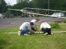 KB4TIW, KC4YNZ, and N4FWD assembling the first antenna.
