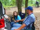 Alona Swett age 9 operating and Dad Roger W4SWT logging on GOTA station.