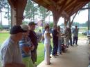 Lined up to EAT! More important than operating!
