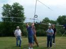  Main Antennas being set up - the TA33Jr was joined by a 2m Vertical, a CCTV looking down on the site and pulley ends for longwire antennas.