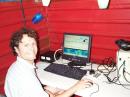 Digital Station in operation by AA9LV Fran.  This year's digital station featured a TenTec Pegasus.