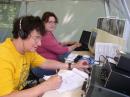 The CW station with K8AE at the key and KC8NAH at the logging computer