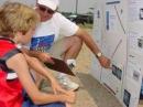 Dallas teaches a young Scout more about satellite communications.  We had visitors from the community and from two local Cub Scout Packs, a Scout Troop and a Venturing Crew.  Dallas and Randal made GREAT satellite contacts.