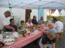 TAKING A WELL DESERVED BREAK ~ Once again our Master Chef, Fred//<i>K3LMR</i> (not pictured), cooked up a fabulous meal of grilled beast, boneless chicken, and corn on the cob.  Lisa/<i>K3LUV</i> (not pictured) contributed a big bowl of greek pasta salad, and lots of folks contributed to "The Dessert Table".  We never go hungry on Field Day, that's for sure!