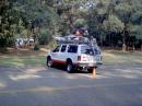 Red Cross vehicle brougnt by John Morre, Red Cross representative. 