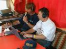WB6IWY at the mic and K6UM logging produced an explosive start to our Field Day operating on HF SSB