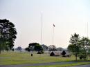 At dawn on Saturday we had very few spectators.  It was a good time to run on 80 m.  Our 62-year old, all-vacuum-tube, battery-powered radio transmitted only 10 watts, but stations were calling us!