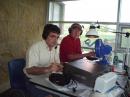 Mike, WG0M (left)  works 20 meter SSB while Floyd, WA0FW logs.