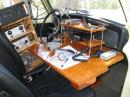 Here's the operating position - the passenger seat of a 1970 VW Bug.  This is really comfortable and works great at night.  The car can even be driven if the tuners are removed from the driver's seat.