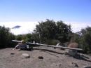 Here is my radios setup at the top of San Gabriel Peak, notice that cloud almost covered Mt. Wilson