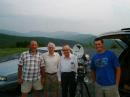 Steve, KB8VAO; Neil, AB4YK; Bernie, W4SW and Erik, KG4DGF on Reddish Peak just after Bernie completed one of his 47 GHz QSOs.  Simon, KE4CKF, snapped the photo on Steve's camera.
