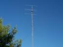 The 222 Antenna system: 4 X 16 elements with 8 X 5 element "LVA" stacked down the tower leg. The new 222 LVA worked well, but was hampered by some in band video garbage from a local TV station. It was S-5 in our most productive direction. Now we have to track down the rfi!!