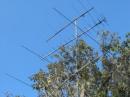 My temporary antenna farm - 3 elements on 6, 15 elements on 70cm, 6 elements on 2