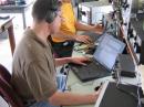W8RZ running on 40 m (left) and AF8A scanning for multipliers (right) at the Case Western Reserve University club station, W8EDU.  (W8WTS photo)