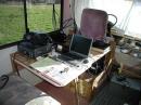 The operating position. Made more comfortable this year by the addition of a rotor control instead of 'armstrong'  antenna pointing.