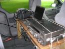 Yaesu FT-736, and ICOM IC-746 radios, and our logging computer sitting on our custom made rover table....