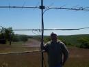 Scott (N0EDV) holding our array of antennas prior to putting them up