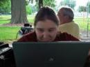 My XYL playing on the computer.. now if only i can get her to start logging :-)