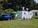 Will (W8WB), Sean (KB8JNE) and Larry (K8BBQ) have fun putting up antennas in 96 Deg. Ohio heat.