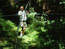 The antenna is a Force 12 XK40 40M-10M vertical dipole which I've had very good luck using portable. Raising it was a challenge with all the trees around. Had to cut off a few low hanging branches to get it in the clear.