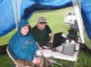 Father &amp; son team of Rocky Moretto, KC2HRG, and his son Jimmy endure the elements as they transmit and receive at the VHF station.