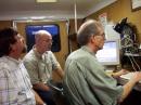 Our second HF station operated from our emergency communications trailer. Here two visitors watch in amazement as K5IMC logs one of almost 500 CW QSOs.