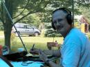 KA1ZQX, Tim Bell, pauses during the heat of the battle for a photo op.
