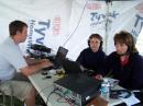 Adam KG6HDR (left) on 20M PSK31. His daughter Amanda AF6YL and XYL Kortney KF6Y operating 20M SSB.