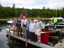 WARS operators and support crew taking a break at local steamboat festival in front of the "Radio Flyer" boat (L-R: N1ICQ, WB2PID, KB1IBF, N1PYM, W1DAN, WF1V).