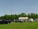 The camp all set up. The antennas in it vary from dipoles to a 2M vertical to an 80M loop