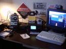 K7XC Radio Central. IC-746, 80W, MFJ-16010ST Tuner, Brass Racer Paddles.